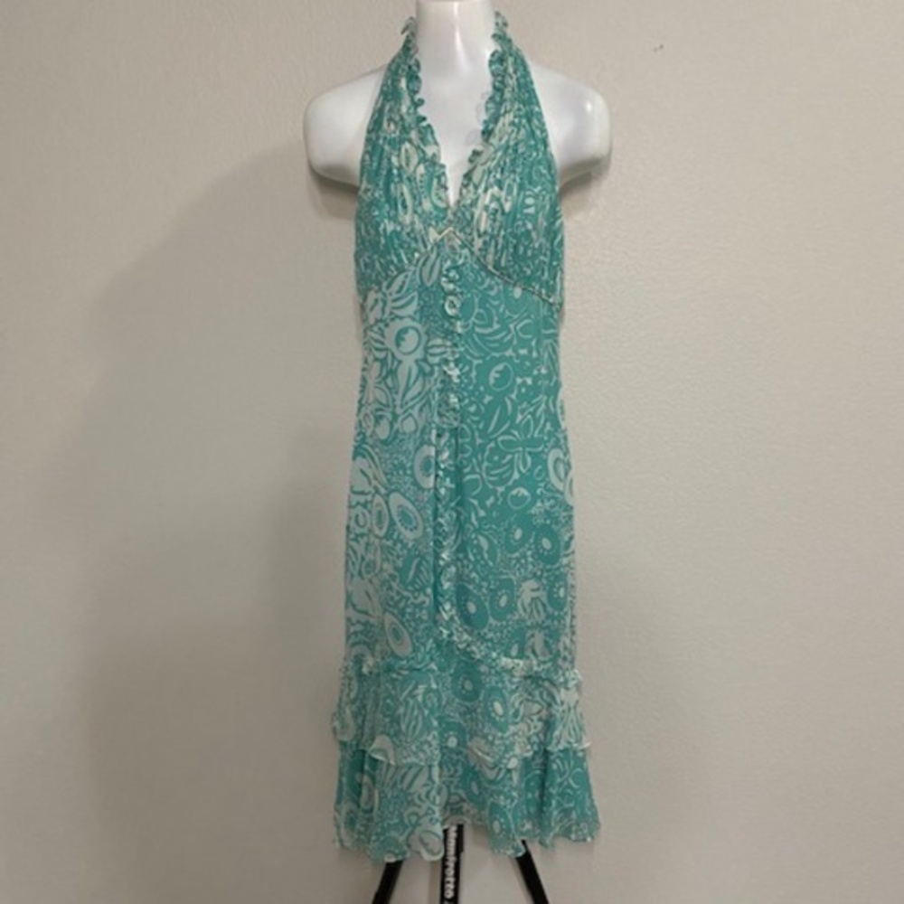 NWOT Bagley Mischka Silk Halter Dress Size 8